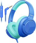 Botesty Sound Wired Headphones with Microphone, Over Ear 3.5mm Plug in Headphones with 4.9ft Tangle-Free Nylon Cord for Tablet, Laptop, MP3/4, School, Airplane Travel (Blue) by BotestySound