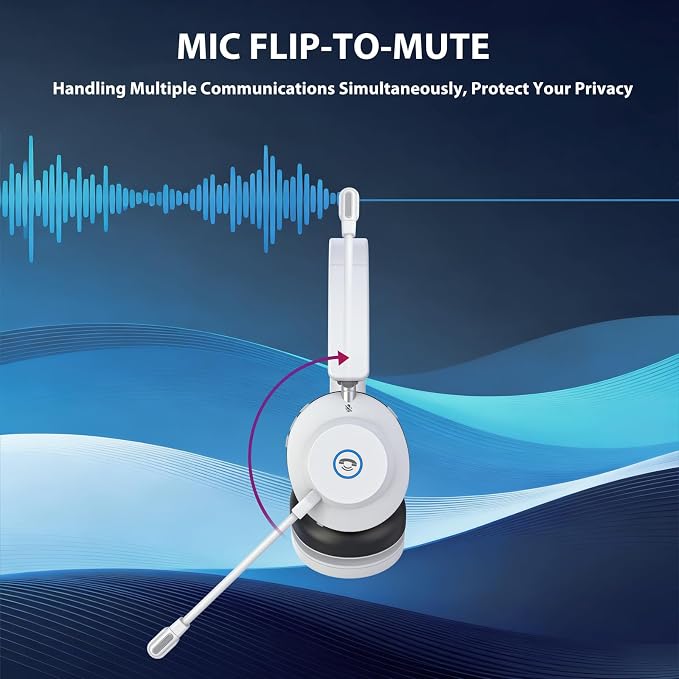Bluetooth Headset with Microphone, Wireless Headset AI Noise Cancelling | Computer Headphone for Clear Call＆Meeting 47H Work, Dual-Mode Bluetooth 6.0 & 2.4GHz Dongle, Office/PC/Phone/Teams - Image 4