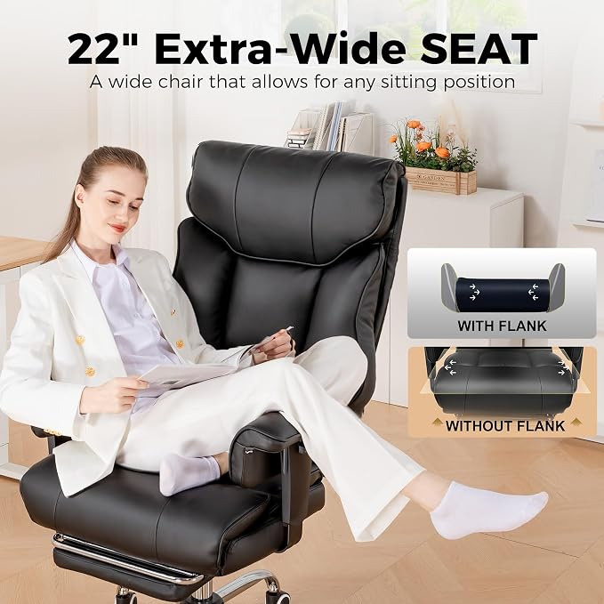GTPLAYER Big and Tall Gaming Chair 400lbs Heavy Duty Office Chair with Foot Rest & Ergonomic Pocket Spring Cushion, High Back Lumbar Support for Lower Back Pain Relief, Ergo Black - Image 9
