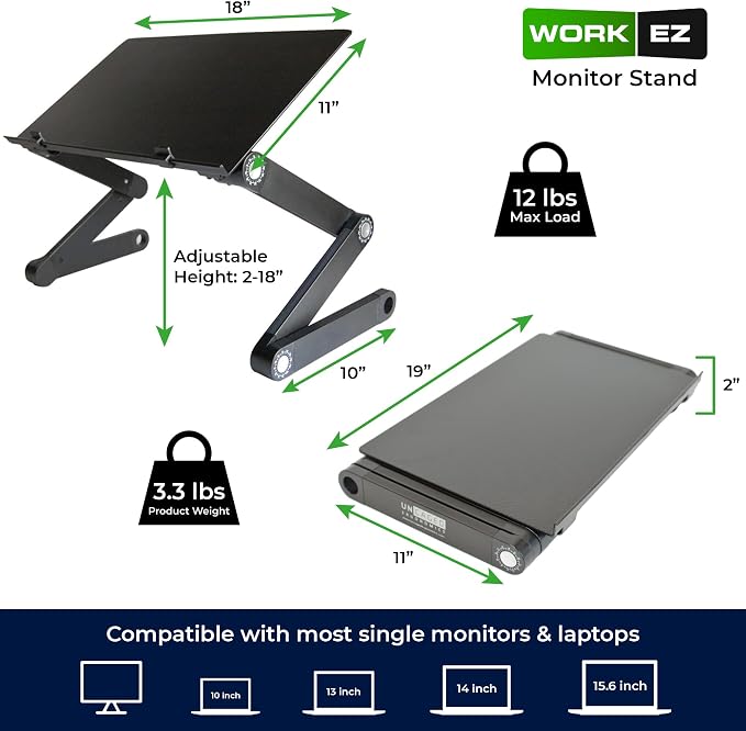 WorkEZ Monitor Stand, Single Mount Height Adjustable Monitor Riser for Desk, Ergonomic Desktop Computer Stand - Image 4