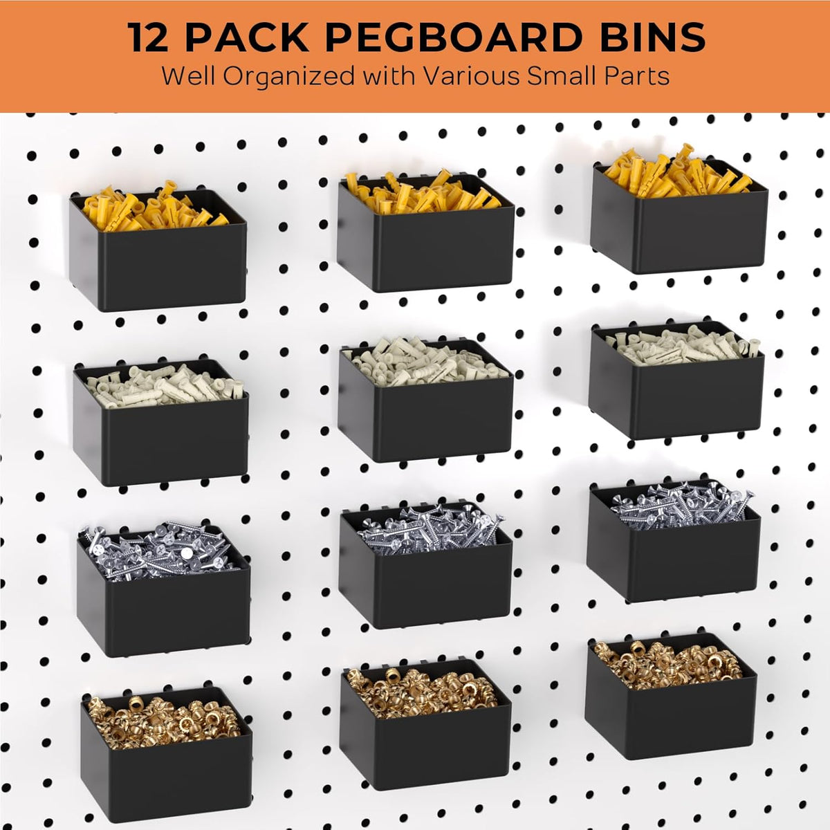 INCLY 278PCS Pegboard Accessories Organizer Kit with Peg Borad Hooks & Bins - Image 6