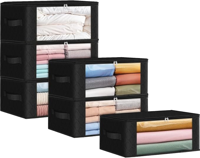 Fab totes 35L Closet Organizers, Foldable Under Bed Storage Containers | Storage Bags with Zippers,Window and Handles for Organizing Bedroom, Closet, Clothing,Organization with Handle by Fabtotes