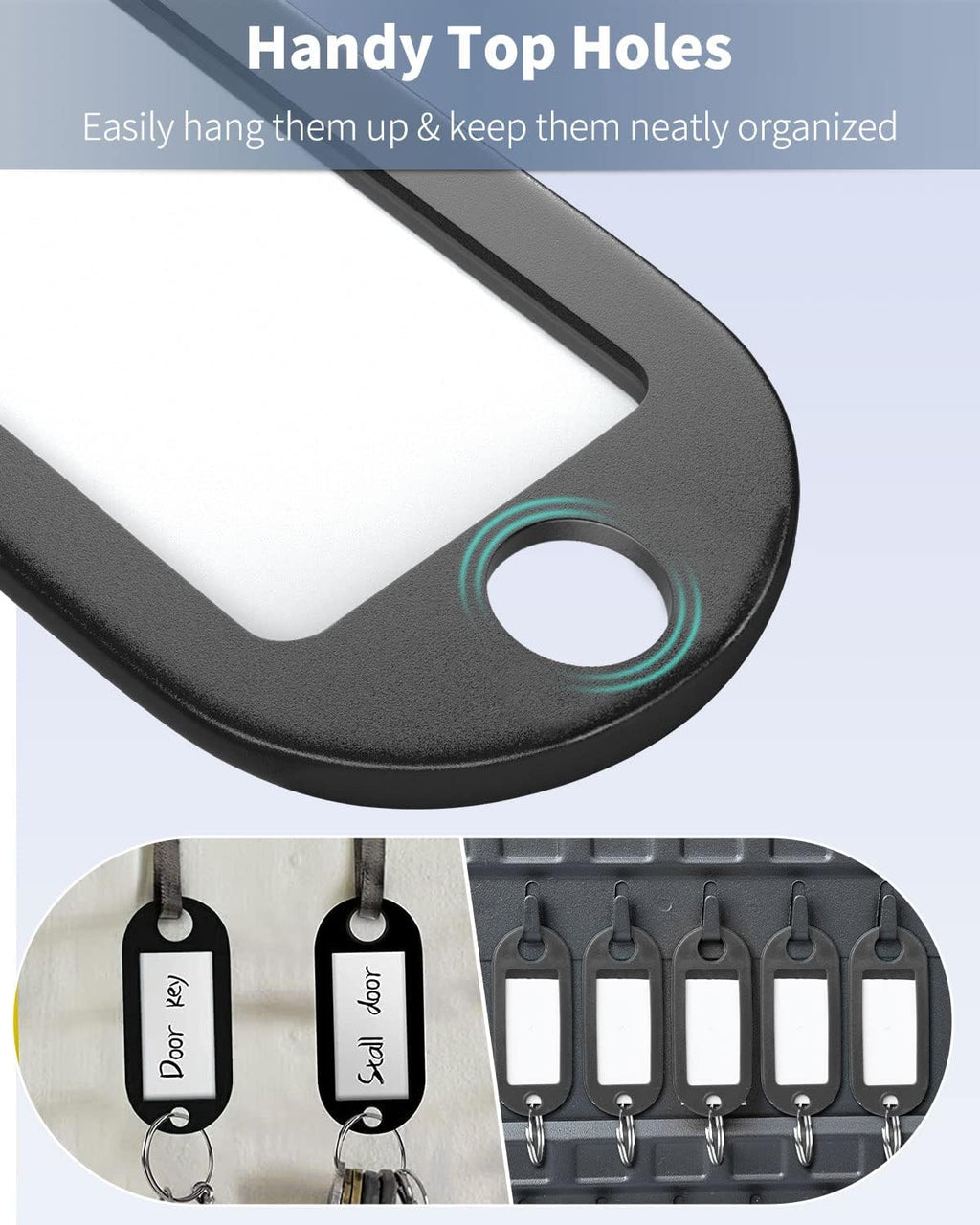 Uniclife 40 Pack Key Tags 2 Inch Plastic Key Chain Tags with Label, Black - Image 6