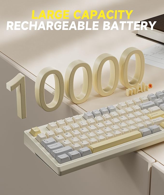 SOLAKAKA KI99 Pro 96% Wireless Gaming Keyboard, RGB Creamy Keyboardw with Knob, Hot-Swappable Pre-Lubed Switches, Gasket Structure Mechanical Keyboards (Beige-White, Non-Silent Version) - Image 6