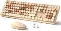 Links9+ Colorful Wireless Keyboard and Mouse Combo (Milky Tea Colorful) | Full-Size Retro Typewriter Style Keyboard with Vintage Round Keycaps, 2.4G Wireless Set for Windows, Mac, Laptop, PC, Desktop by LINKS9
