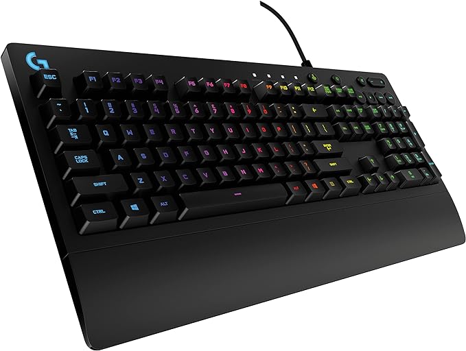 Logitech G213 Prodigy Wired RGB Gaming Keyboard - Black | Mech-Dome Keys, Palm Rest, Adjustable Feet, Media Controls, LIGHTSYNC RGB, USB, Compatible with Windows by Unknown