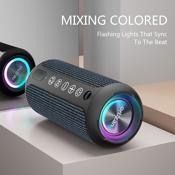 Ortizan Portable Bluetooth Speakers, IPX7 Waterproof Wireless Speaker with 24W Loud Stereo Sound, Outdoor Speaker with Bluetooth 5.3, Deep Bass, RGB Lights, Dual Pairing, 30H Playtime for Home - Image 2