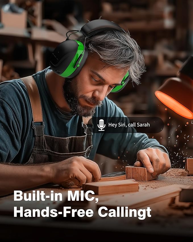 Qozybuds Bluetooth 6.0 Hearing Protection Headphones with 120H Working Time, 30dB SNR, Superior Stereo Sound Quality, Larger Buttons for Easy Operation, Safety Ear Muffs for Lawn Mowing, Workshops - Image 7