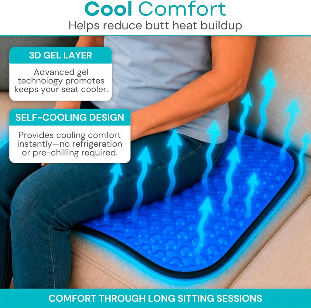 Vive Cooling Gel Seat Cushion - for Coccyx, Sciatica & Tailbone Pain Relief - Image 3