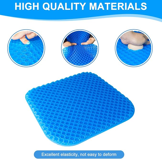 EVEME Large Gel Seat Cushion for Long Sitting with Non-Slip Cover - 18 x 17 Inches, Soft & Breathable, for Chair, Car, Office, Desk Chair, Wheelchair - Image 5