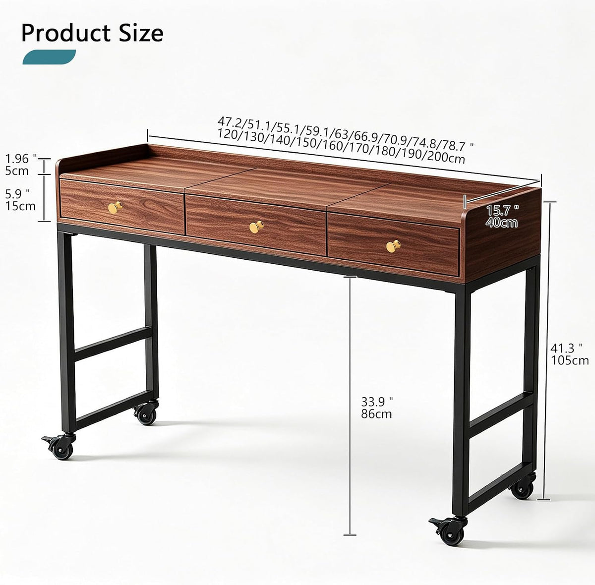 Overbed Table with Wheels, Rolling Bed Desk & Vanity Stand - Image 2