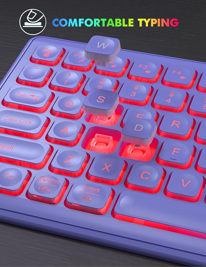 Wireless Keyboard and Mouse Combo with RGB Backlit, Rechargeable | Light Up Letters, Full-Size, Soft Typing, Sleep Mode, 2.4GHz Quiet Keyboard Set for Mac, Windows, Laptop, PC, Trueque KM42Pro - Image 7