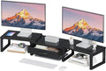 Dual Monitor Stand Riser, Desk Organizers and Accessories with Drawer, Computer Monitor Stands for Desk, Adjustable Desktop Shelf for PC Laptop Printer TV, Black by Unknown