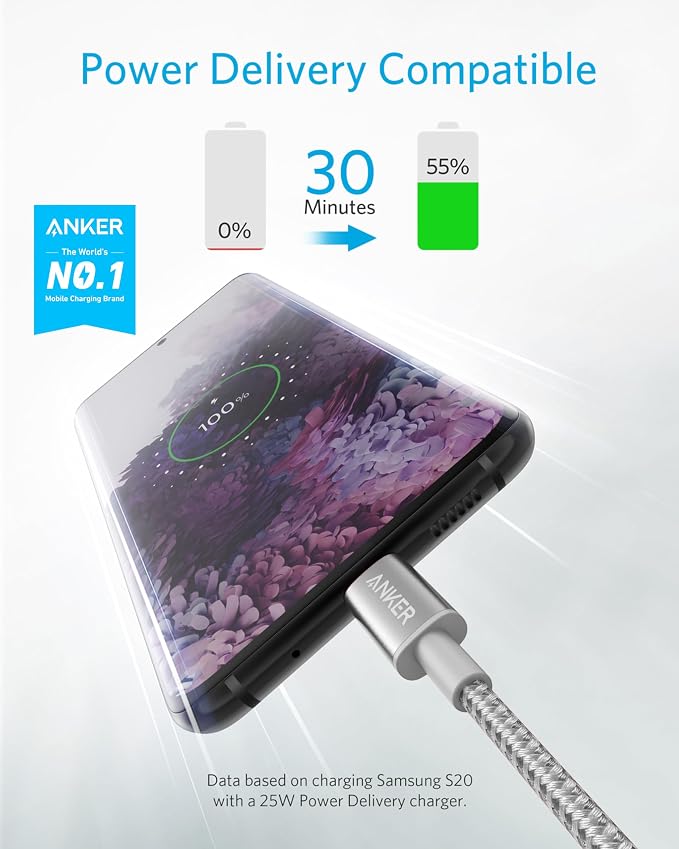 Anker USB C to USB C Cable, 60W Fast Charging Cable(2-Pack, 3.3 ft, Silver) | For iPhone 17 Series, iPad mini 6, and More - Image 2