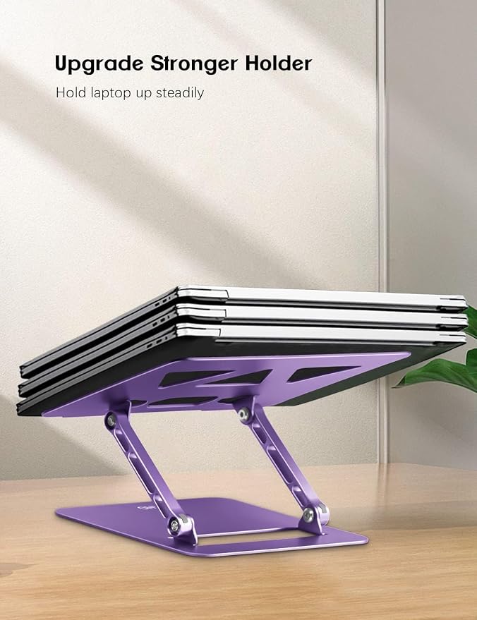 Aoviho Adjustable Laptop Stand for Desk,Portable Laptop Stand Holder and Riser,Foldable Aluminum Notebook Computer Stands for MacBook Air Pro HP Lenovo Dell Samsung Chromebook, 10-15.6 inch, Purple - Image 5
