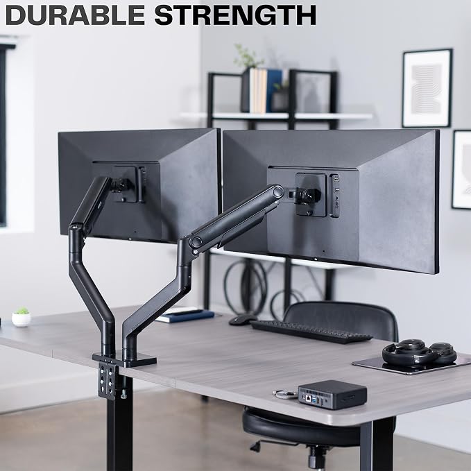 VIVO Heavy Duty Dual Ultra-Wide Monitor Tension Arm, Up to 45 inch Screens, Holds 44 lbs per Arm, Premium Desk Mount Monitor Stand for 2 Ultrawides, Black, STAND-V200V - Image 8