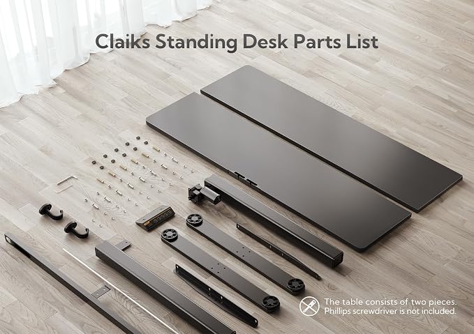 Claiks Electric Height Adjustable Standing Desk, 48x24 Inch, Black | Smooth Height Adjustment, 3 Memory Presets, Cable Management Hub&Hook, Stable Steel Frame, 176lbs Capacity, Easy Assembly - Image 8