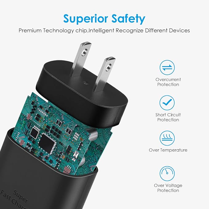 25W Type C Charger Fast Charing for S26/S25/S24 [PD PPS Compatible] | USB-C Power Adapter with 6Ft C-to-C Cable, for Galaxy S25/S24/S23/S22, Pixel 9/8/7, Z Flip 6/5, iPhone 17/16/15 & More - Image 6