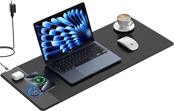 TopMade Mouse Pad with 15W Fast Wireless Charging, 31.5"x11.81" XL Large Gaming Mousepad, Waterproof Desk Pad, Classic Black Computer Desk Mat(Includes 20W PD Power Adapter & 6.56ft Woven Cable) by TopmadeProduct-Ordernow