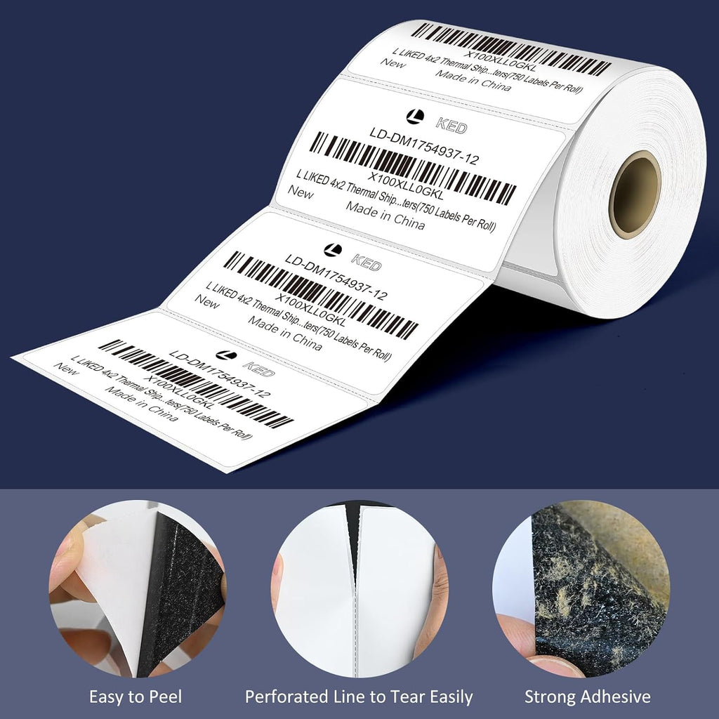 L Liked 4" x 2" Direct Thermal Labels, 750 Barcode Shipping Labels (Pack of 2) - Image 4