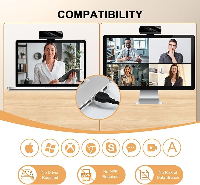 Diccik 1080P Webcam with Microphone, Full HD Video Calling Web Camera, HD Light Correction Streaming Webcam for Zoom/Skype/Teams, Plug and Play PC Camera Web cam for Windows & Mac - Image 4