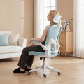 Ergonomic Office Chair with Adjustable Lumbar Support and Headrest, High Back Mesh Desk Chair for Home Office,Flip-Up Arms 90-120° Tilt Lock Rolling Swivel Task Chairs (White-Blue6065) by TLLMOON
