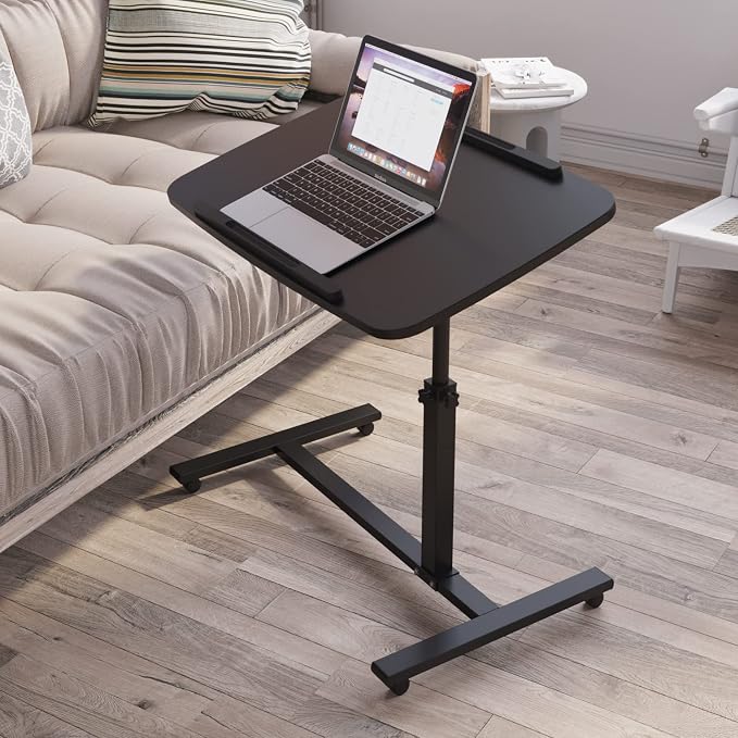Laptop Table Mobile Adjustable Height Portable Desk Notebook Swivel PC Computer Rolling Desk with Wheels, Laptop Stand for Couch Bedside Hospital Bed Table - Image 7