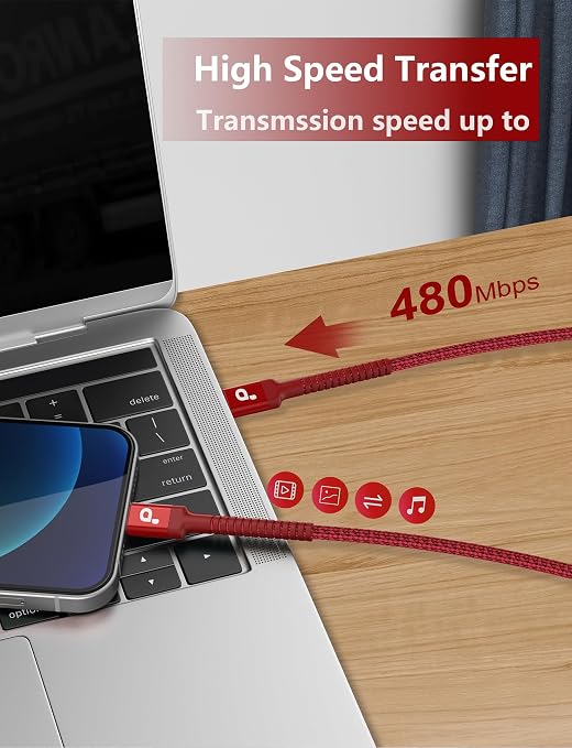 USB C to C Cable 10FT, 2Pack USB C Charger Cable, Long Type C Fast Charging | Cable Nylon Braided USBC Charger Cord Compatible with iPhone 17/16/15/Pro/Plus/Pro Max/Samsung Galaxy S23/LG and More-Red - Image 4