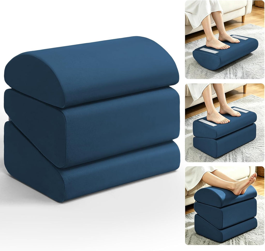 Under Desk Foot Rest, 6-in-1 Ergonomic Footrest, 5 Adjustable Heights-Blue by Arejonner