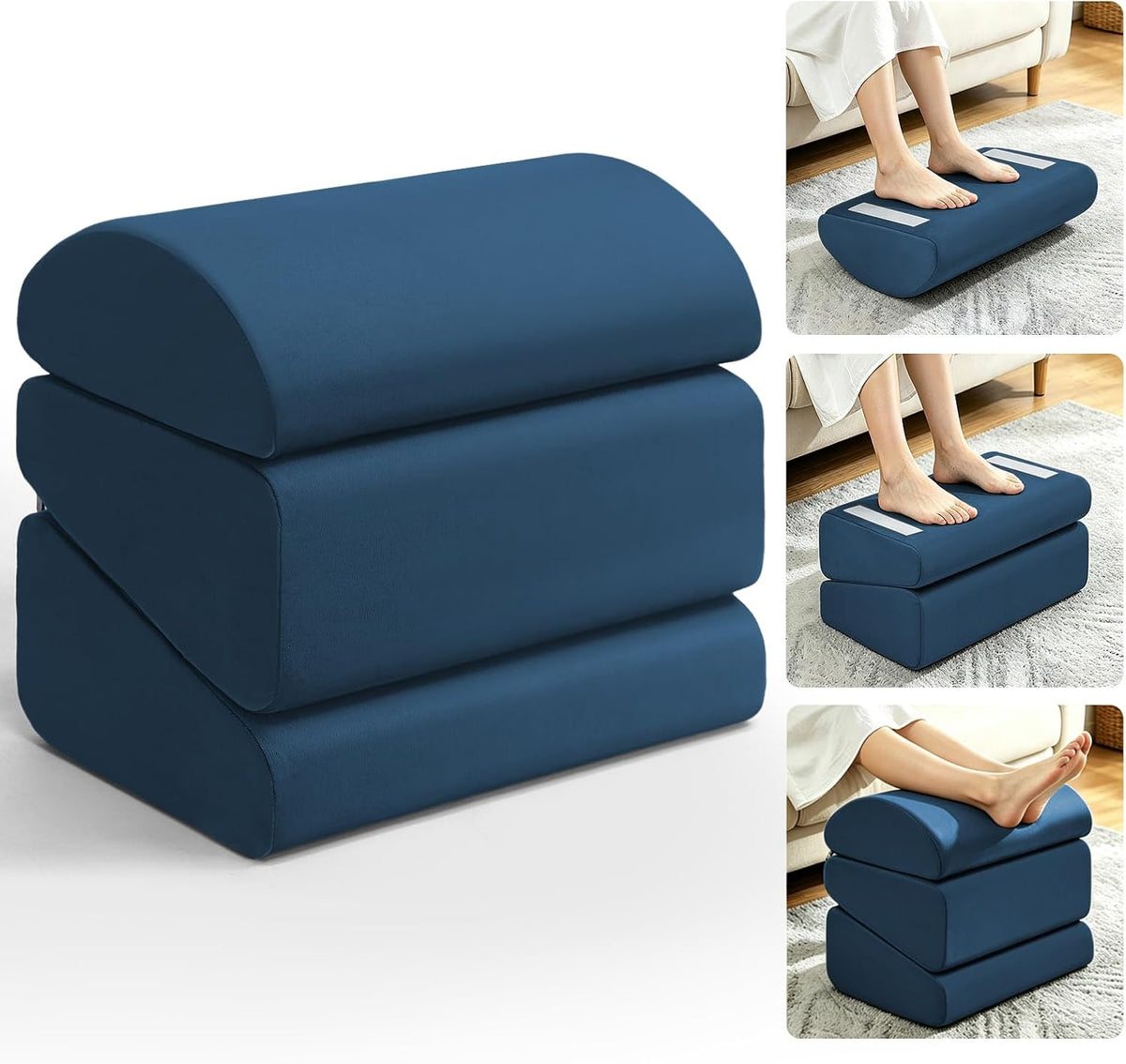 Under Desk Foot Rest, 6-in-1 Ergonomic Footrest, 5 Adjustable Heights-Blue by Arejonner