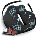 X-Large Truck Seat Cushion for Truck Drivers, Memory Foam Support | Seat Cushion for Long Driving & Sitting, Tailbone Pain Relief, Ergonomic Back Support, Non-Slip Washable Cover for Cars Black by Japiroc