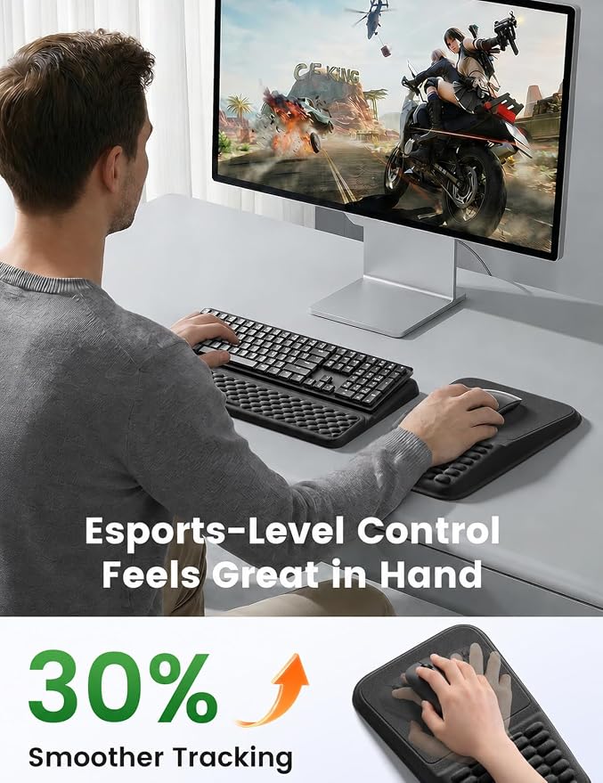 Vaydeer Keyboard Stand and Mouse Pad Set with Wrist Rest, Soft Memory Foam Wrist Support, Ergonomic Wrist Cushion for Desk, Relieves Carpal Tunnel Pain, Palm Hand Typing for Office, Home, Gaming - Image 4