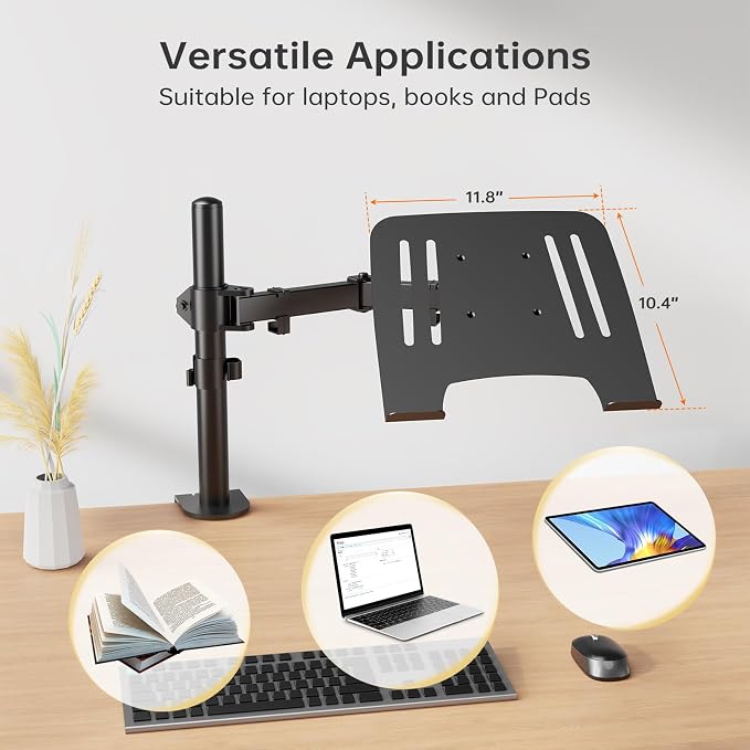 Afaloona 2-in-1 Monitor & Laptop Stand for 13-32" Monitor or 11-17" Laptop | Removable laptop tray converts to a monitor mount with full-motion adjustment, up to 18 lb capacity for monitor or laptop use - Image 7