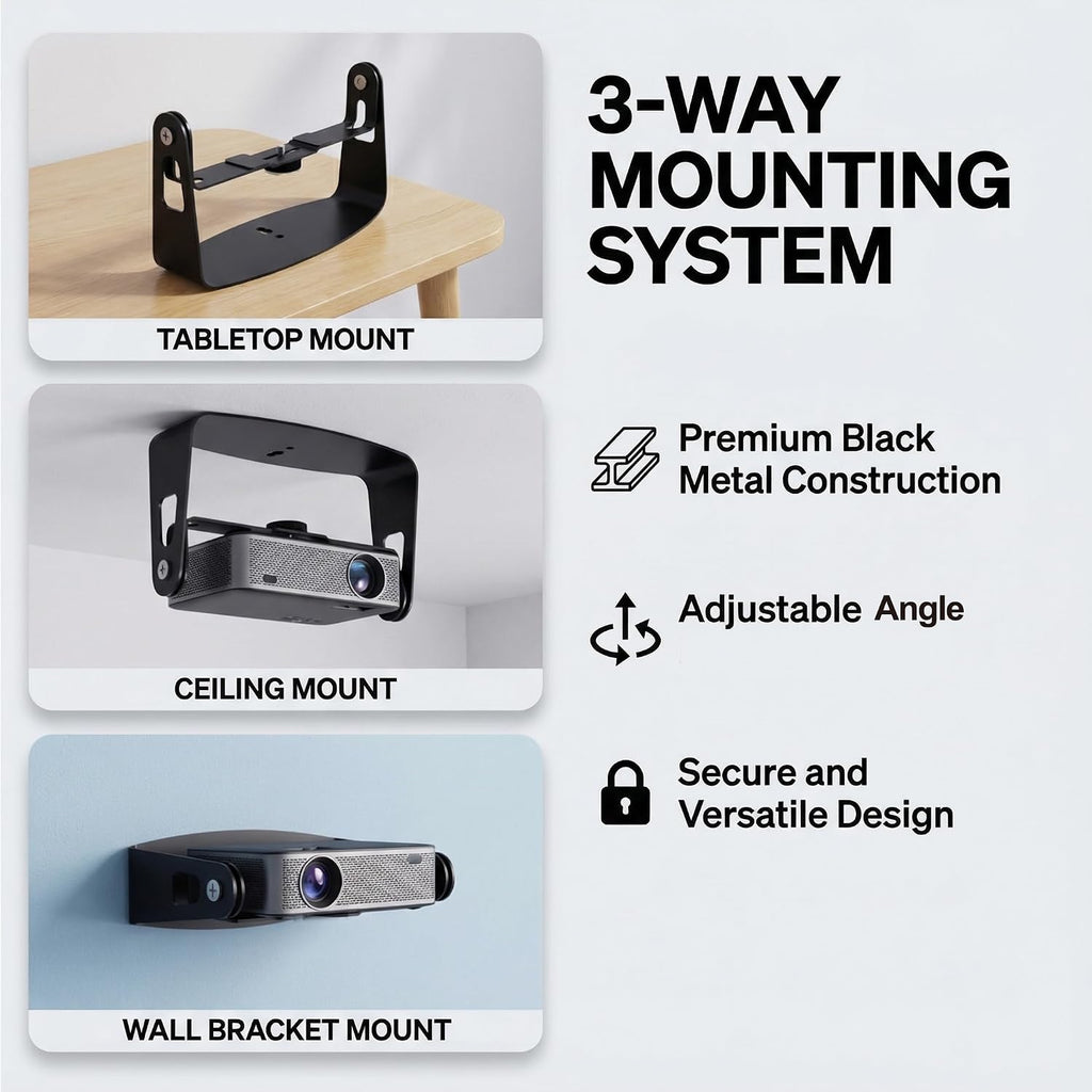 DAWASAPAT MINI Tabletop Projector Holder Mount with 1/4" Screw & Cable Ties, Easy Setup Stand for Most Projectors for Home, Office, Outdoor Projection - Image 3