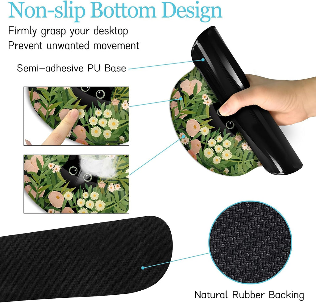 Cat Mouse Pad with Wrist Rest, Green Office Desk Accessories - Image 5