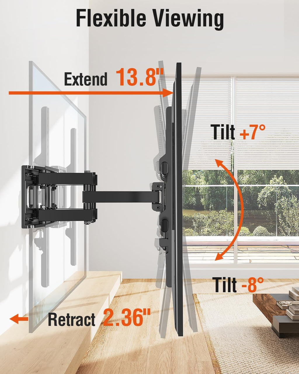 ELIVED Full Motion TV Wall Mount for Most 42"-82" TVs up to 110 lbs - Image 2