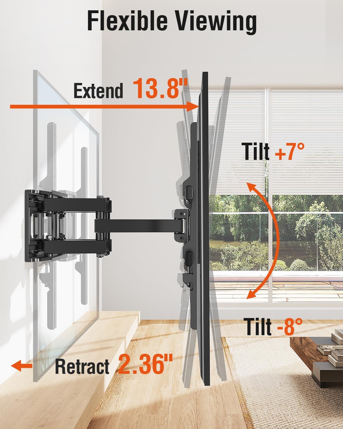 ELIVED Full Motion TV Wall Mount for Most 42"-82" TVs up to 110 lbs - Image 2