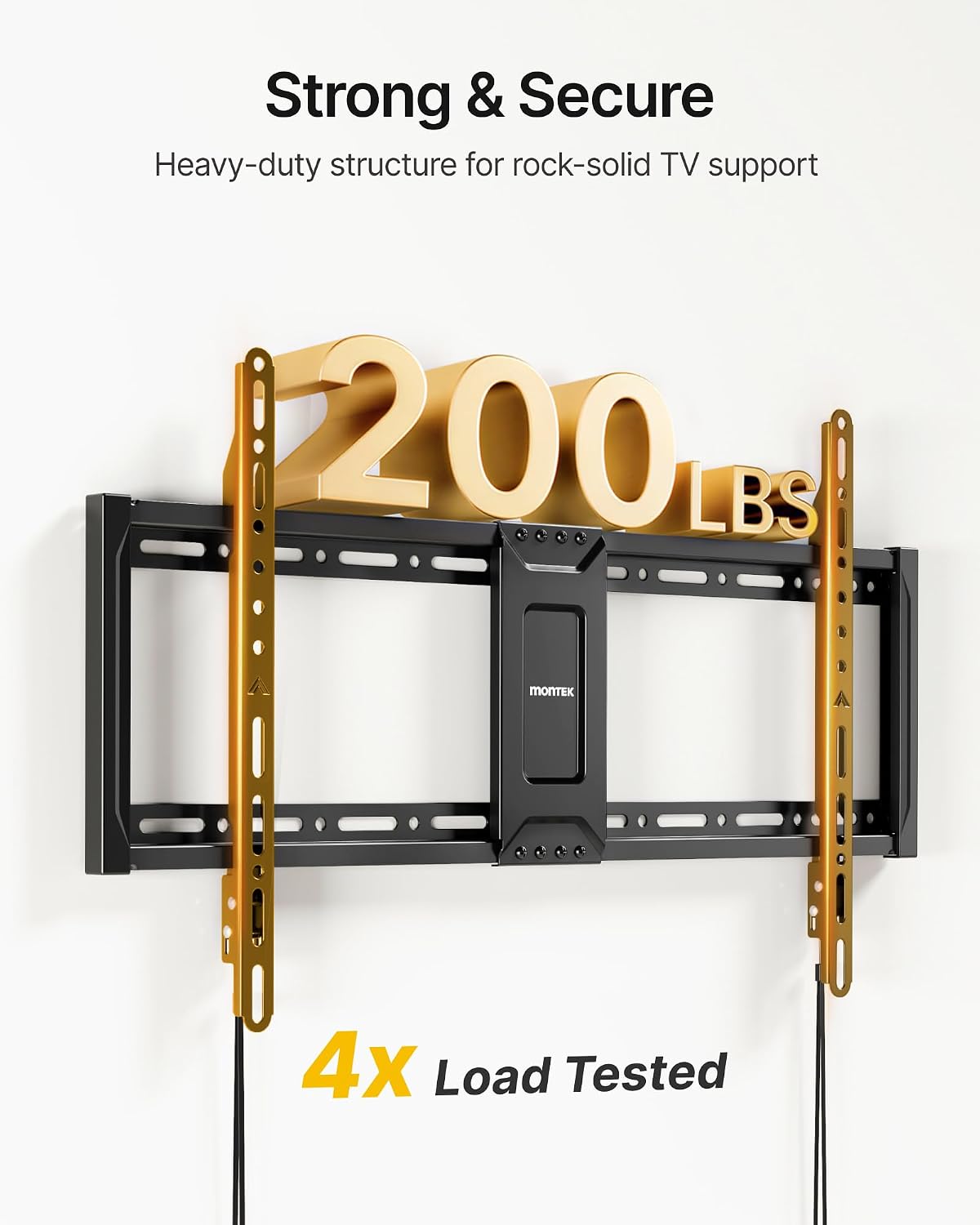 monTEK Heavy Duty Fixed TV Wall Mount for 37–90 Inch TVs, 200 lbs Capacity - Image 2