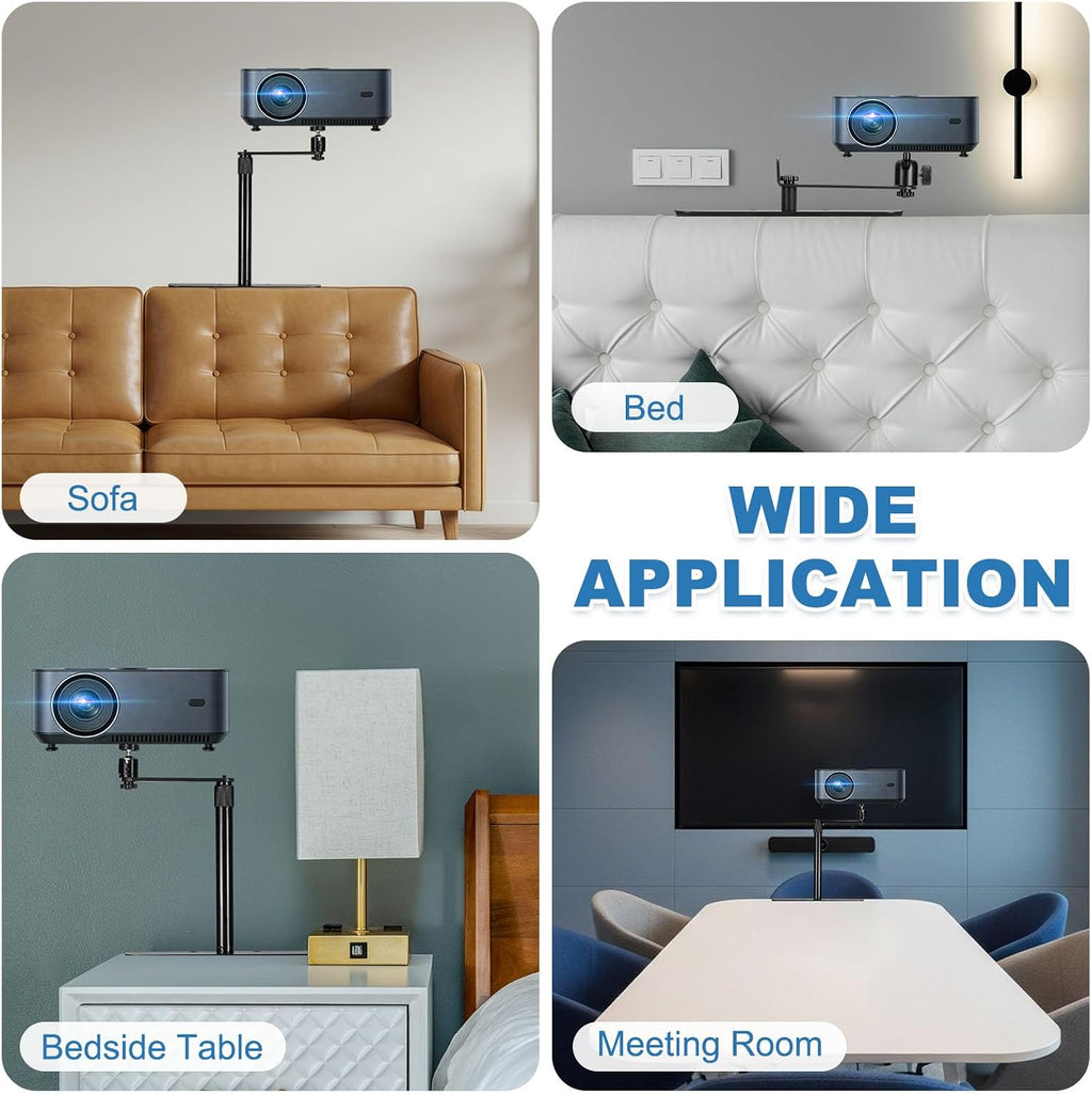 MECCANIXITY Plug-in Bed Sofa Projector Stand Black No-Drill 80mm / 3.15"(L) - Image 6