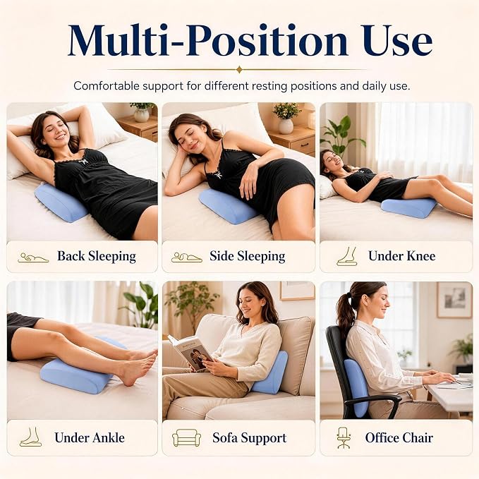vamorry Lumbar Pillow for Sleeping, Lumbar Support Pillow for Bed for Back Pain Relief, Memory Foam Lower Back Pillow for Bed, Back Support Pillow for Side & Back Sleepers, Washable Cover - Image 6