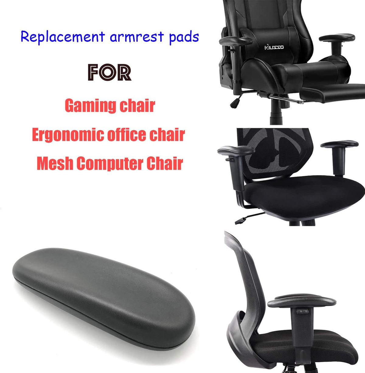 Universal Office Chair Arm Rest Replacement Pads -Ergonomic Arm Pads with 4" Mounting Hole Distance, Soft PU Surface & Durable Steel Inserts – Fits Most Office & Gaming Chairs (Set of 2) - Image 7