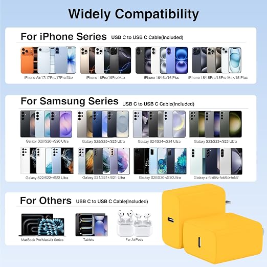 60W USB C Quick Wall Charger Block for Galaxy S26 Android Phones, 3Pack Super Fast Charger Adapter with Bulk 3/6/10FT Long USB C Charging Cable Cords for Samsung Galaxy S26+/S25/S24/S23 Ultra - Image 6