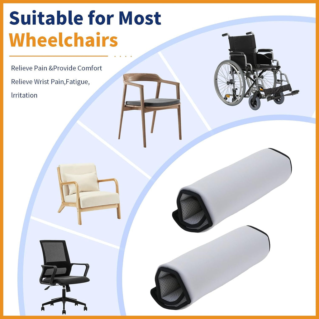 Wheelchair Armrest Covers (Pair)-Memory Foam Wheelchair armrest Pads Wicking Washable Non Slip Arm Rest Cover Cushion Pad for wheelchairs Office Chairs armchairs (Grey) - Image 5