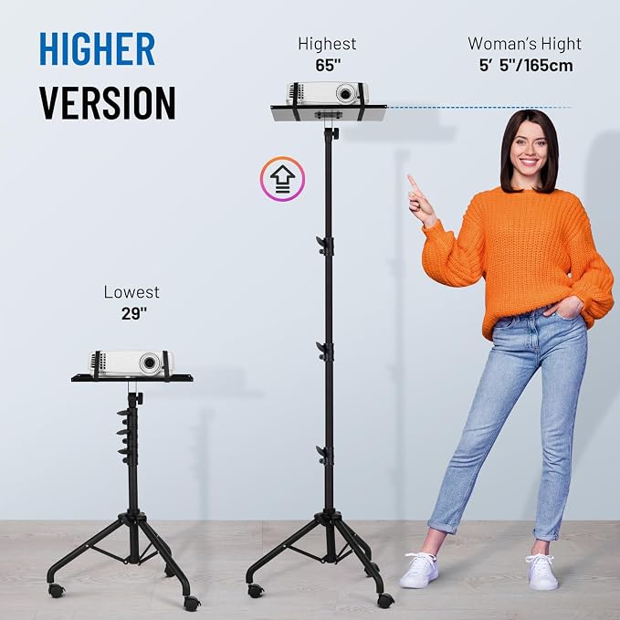 CAHAYA Projector Stand Adjustable Laptop Tripod Stand Portable with Casters | Height 29 to 65in Projector Stand Portable Multifunctional DJ Rack Stand for Outdoor Movies Computer Book DJ Equipment CY0332 - Image 2