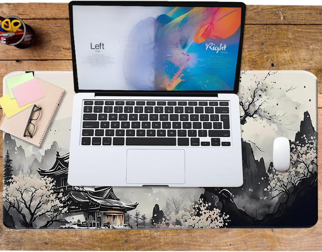 Large Mouse Pad Set, Japanese Extended Mouse Pad Black Desk Pad Easy Typing for Typing Office Game 35.4 x15.7 in - Japanese Scenery - Image 6