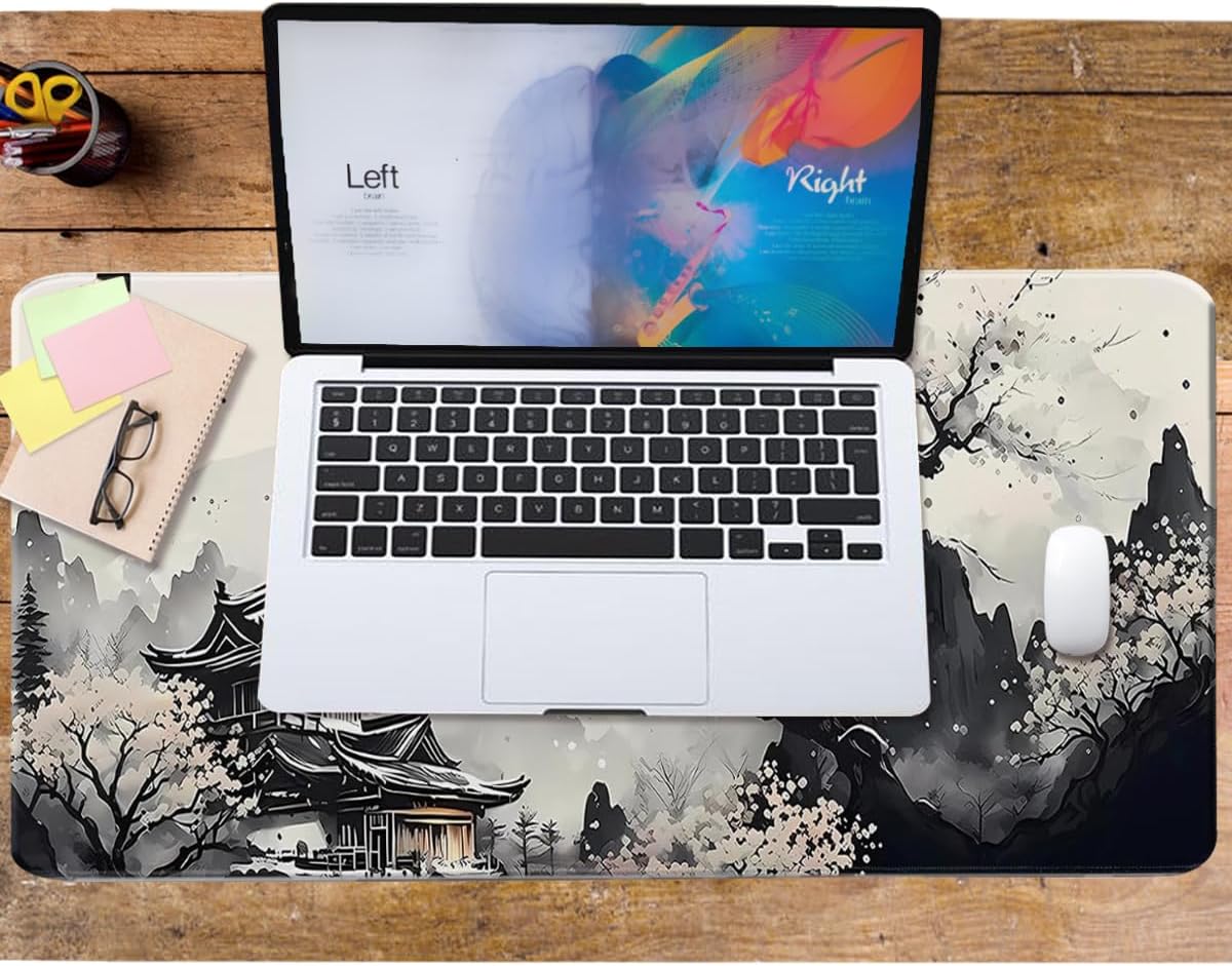 Large Mouse Pad Set, Japanese Extended Mouse Pad Black Desk Pad Easy Typing for Typing Office Game 35.4 x15.7 in - Japanese Scenery - Image 6