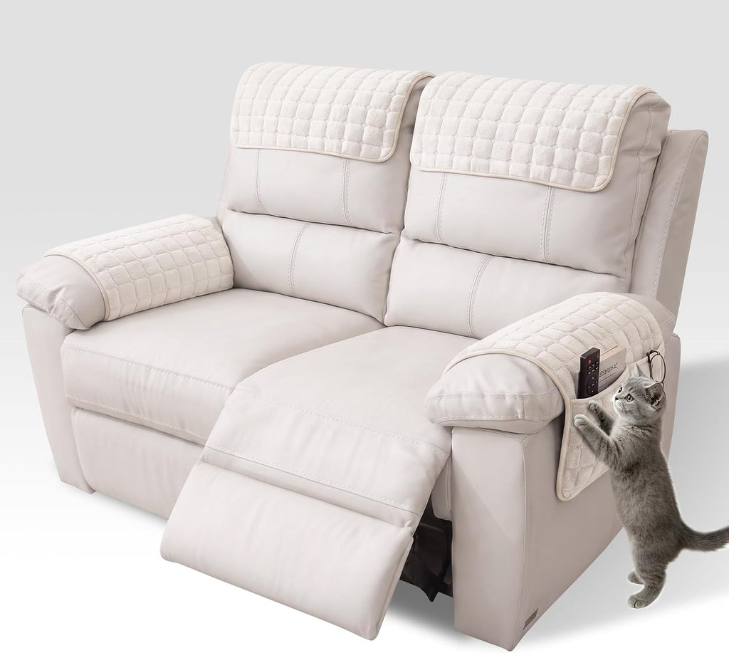 Universal Flannel Recliner & Armchair Covers with Pockets by GOSTADY