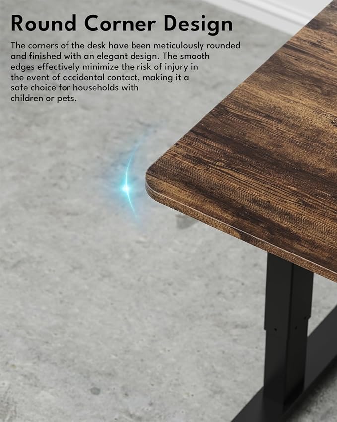 Small Electric Standing Desk, Gaming Desk, 31.5 Inch, Rustic Brown | Height Adjustable Computer Desk with Smart Controller, Sit and Stand Up Table for Home, Office, Work, Study, Writing - Image 7