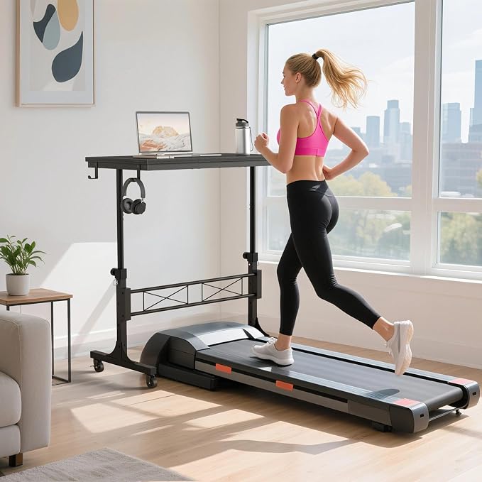 WINAZ Small Portable Rolling Standing Desk - 32 Inch Adjustable Height Mobile Teacher Podium on Wheels for Classroom, Stand Up Desks for Treadmill Walking Pad, Couch Sofa Side Laptop Table, Black - Image 2