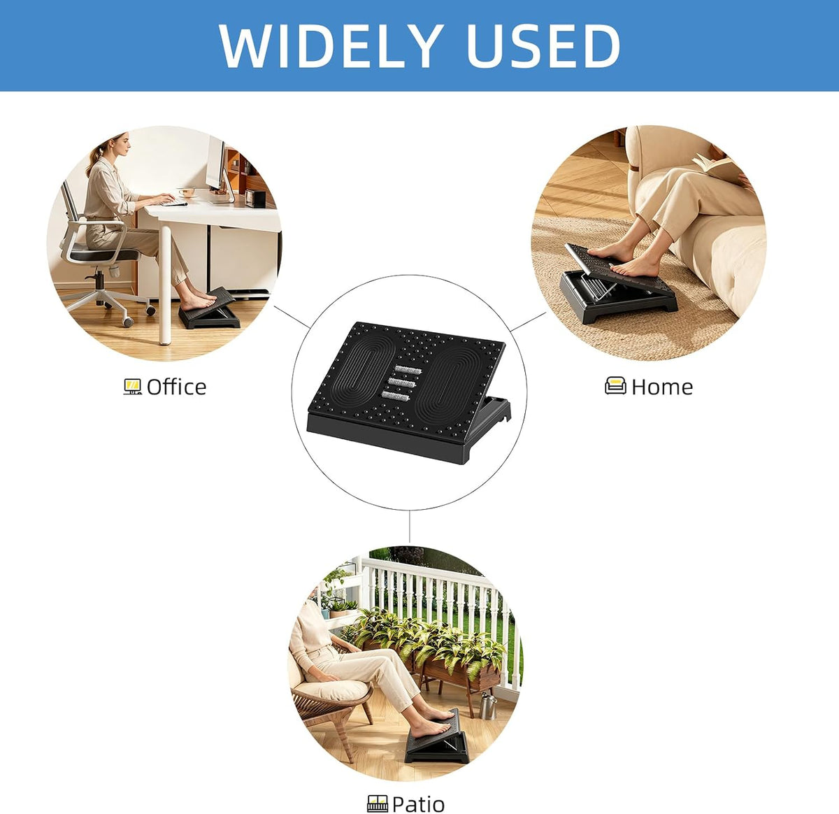 JOYZAN Foldable Foot Rest for Under Desk Footstool with Massage Roller - Image 4